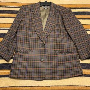 VTG Wool Blazer Plaid Jacket Academia Preppy Professor Ivy League Old Money Wool